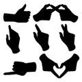 Vector illustration of silhouettes of hands with fingers.